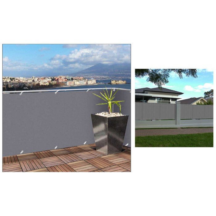 Telo copertura ringhiera balcone grigio scuro 85x500cm frangivista  polietilene