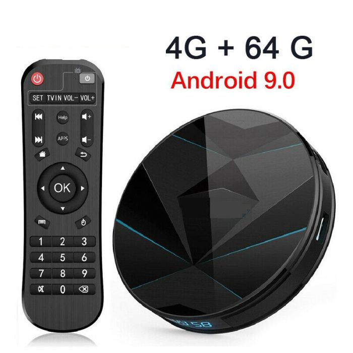 Smart Tv Box Android 9.0 Iptv 4k Full Hd 1080 4gb 64gb Rom Decoder Wifi