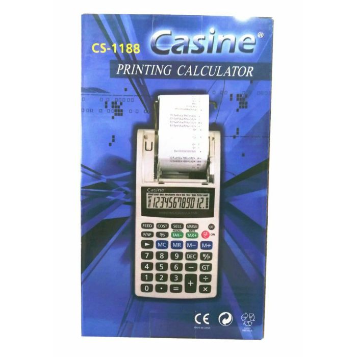 Calcolatrice Scrivente Cs-1188 Scontrino Colore Display Lcd 12 Cifre  Batteria