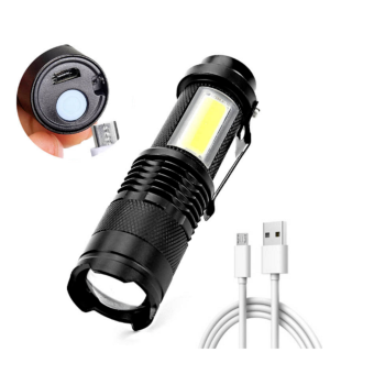 Mini Torcia Led Tattica Ricaricabile Pannocchia Usb Pila Zoom Cree Cob  Portatile