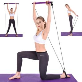 NNEGG Barra da Palestra Portatile per Pilates Esercizi Yoga Barra con Fascia Elastica per i Piedi Fitness 