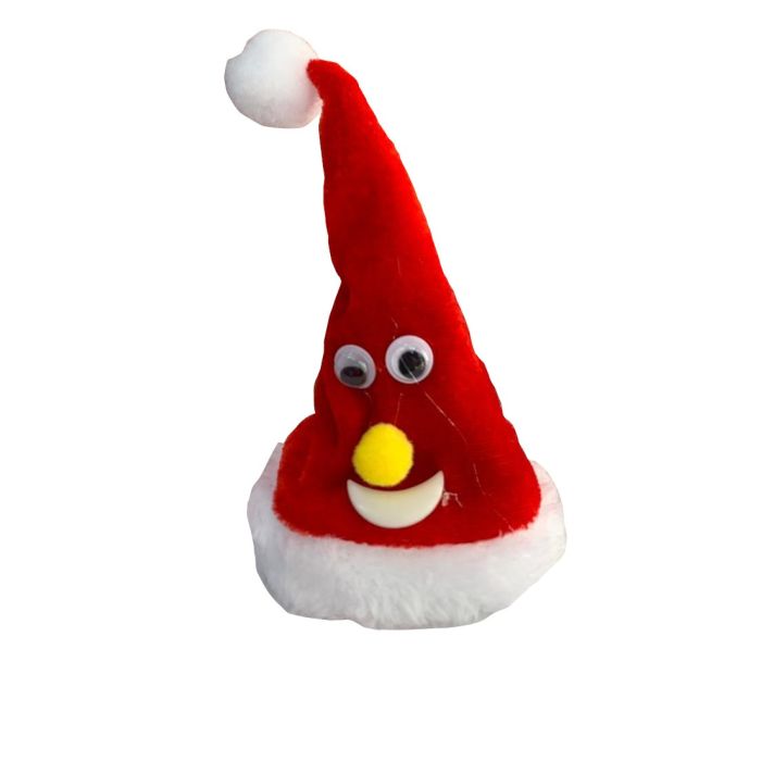 Cappellino Babbo Natale Natalizio Con Occhi Naso E Bocca Con Movimento