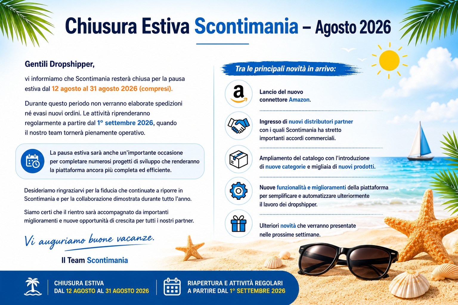 Chiusura Estiva Scontimania – Agosto 2026